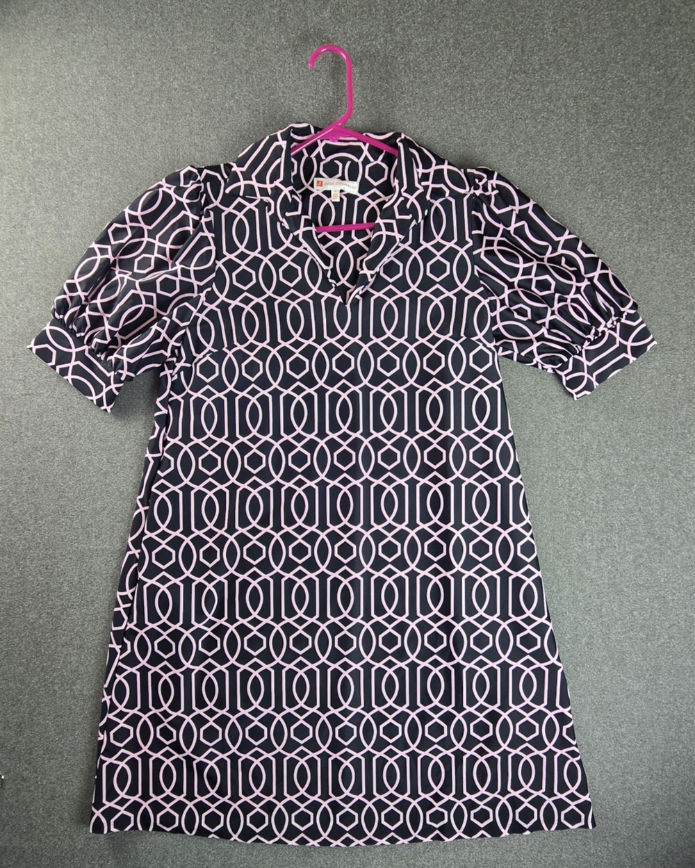 Jude Connally Dress S Black Pink Geo Print